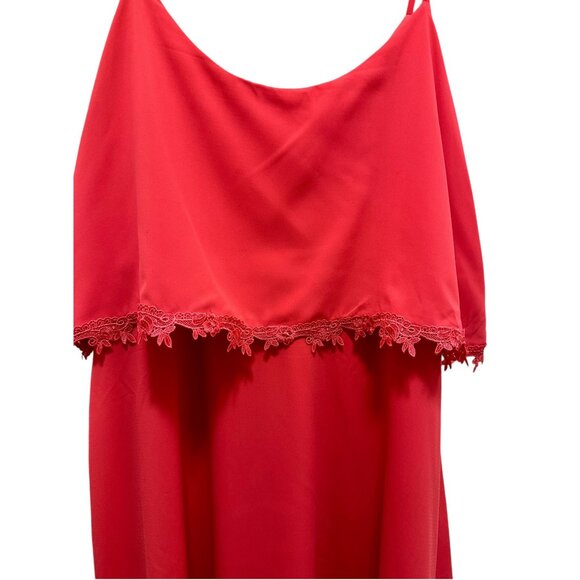 ๐ 2/$20 ๐Hot Pink Spaghetti Adjustbale Strap Dress with Flouncy Neckline sz L - Picture 2 of 9